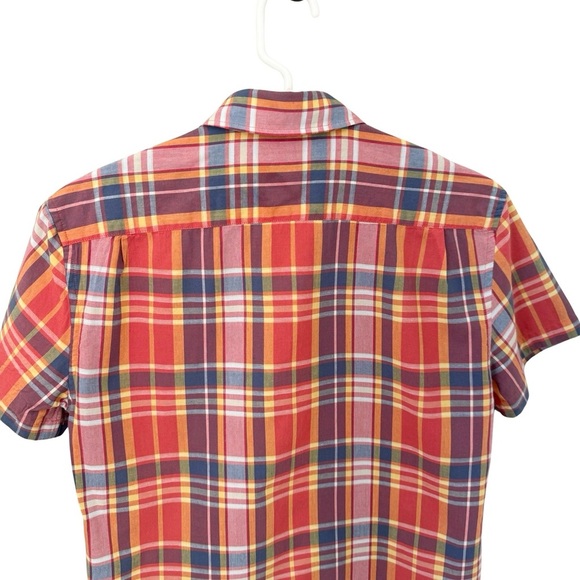 CREWCUTS 100% Cotton Red Plaid Short Sleeve Button Up Shirt Size 14 - Picture 6 of 11